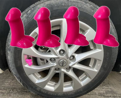 Picture of UHAD 4 PCS Prank Tire Valve Stem Caps Funny Airtight Dust Proof Covers Anti-Rust Valve Stem Cover, Car Wheel Tire Exterior Accessories for Cars, SUV, Bike, Trucks, Motorcycles (Pink)