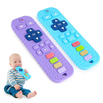 Picture of Hooku 2 Pack Remote Teether for Baby, Silicone Teethers for Babies 6-12 Months, Baby Teething Toys for Babies 0-6 Months, Sensory Toys for Babies, Toddler Infant Newborn Toys Baby Gifts for Boys Girls