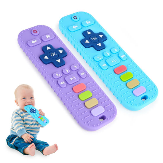 Picture of Hooku 2 Pack Remote Teether for Baby, Silicone Teethers for Babies 6-12 Months, Baby Teething Toys for Babies 0-6 Months, Sensory Toys for Babies, Toddler Infant Newborn Toys Baby Gifts for Boys Girls