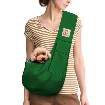 Picture of Tomkas Small Dog Sling Carrier - Classic Pocket & Classic Strap & Classic Pocket - for 3-10 lbs Pets(Emerald Green)