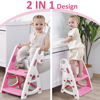Picture of Primlect Potty Training Seat, 2-in-1 Toddler Toilet Seat with Step Stool, Ultra-Stable Potty Chair Attachment, Adjustable Seat and Step Ladder, Non-Slip Design, Splash Guard for Boys and Girls(Pink)
