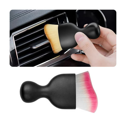 Picture of Blilo Car Interior Detailing Brush, Auto Soft Hair Cleaning Brushes, Curved Dirt Dust Collectors, Removal Tool for Dashboard Air Conditioner Vents Leather, Scratch Free (White/Red/1PCS)