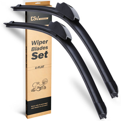 Picture of OEM Quality Windshield Wiper Blades, 22” and 22” DSV Standard Car Wiper Blades With Universal U/J Hook, Automotive Replacement Wiper Blades for my Car, Water Repellency Wiper Blade, Pack of 2