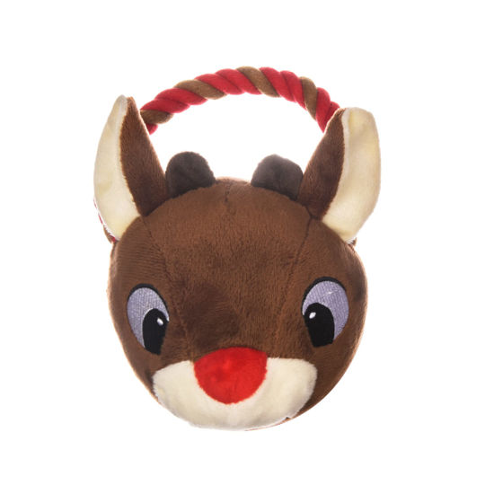 Picture of Rudolph The Red Nosed Reindeer Rope Head Dog Toy | Plush Dog Toy, Dog Chew Toy, Dog Tug Toy | Christmas Dog Toy for Light to Medium Chewers | Tug of War Dog Toy, 7.5 Inches