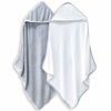 Picture of BAMBOO QUEEN 2 Pack Baby Bath Towel - Rayon Made from Bamboo - Ultra Soft Hooded Towels for Babies,Toddler,Infant - Newborn Essential -Perfect Baby Registry Gifts, 37.5x37.5 in - Grey and White