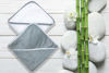Picture of BAMBOO QUEEN 2 Pack Baby Bath Towel - Rayon Made from Bamboo - Ultra Soft Hooded Towels for Babies,Toddler,Infant - Newborn Essential -Perfect Baby Registry Gifts, 37.5x37.5 in - Grey and White
