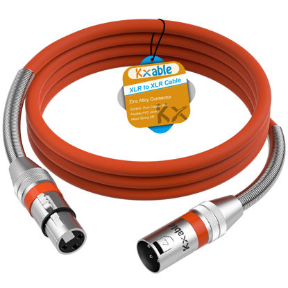 Picture of XLR to XLR Cable 6 Feet, Premium XLR Microphone Cable, Heavy Duty 22AWG OFC XLR Male to Female Cord, 3-Pin Shielded Mic Speaker Cable, Zinc Alloy Connectors, Metal Spring SR, Orange