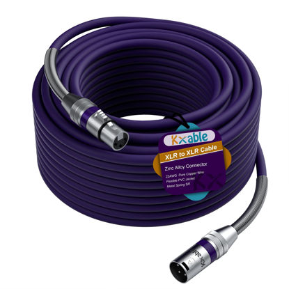 Picture of XLR to XLR Cable 150 Feet, Premium XLR Microphone Cable, Heavy Duty 22AWG OFC XLR Male to Female Cord, 3-Pin Shielded Mic Speaker Cable, Zinc Alloy Connectors, Metal Spring SR, Purple