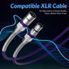 Picture of XLR to XLR Cable 200 Feet, Premium XLR Microphone Cable, Heavy Duty 22AWG OFC XLR Male to Female Cord, 3-Pin Shielded Mic Speaker Cable, Zinc Alloy Connectors, Metal Spring SR, Purple