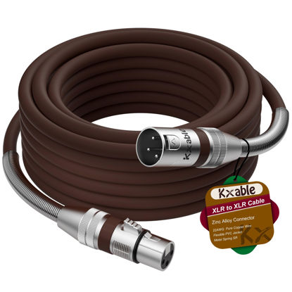 Picture of XLR to XLR Cable 15 Feet, Premium XLR Microphone Cable, Heavy Duty 22AWG OFC XLR Male to Female Cord, 3-Pin Shielded Mic Speaker Cable, Zinc Alloy Connectors, Metal Spring SR, Brown