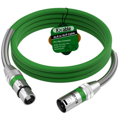 Picture of XLR to XLR Cable 1 Feet, Premium XLR Microphone Cable, Heavy Duty 22AWG OFC XLR Male to Female Cord, 3-Pin Shielded Mic Speaker Cable, Zinc Alloy Connectors, Metal Spring SR, Green