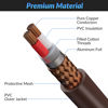 Picture of XLR to XLR Cable 50 Feet, Premium XLR Microphone Cable, Heavy Duty 22AWG OFC XLR Male to Female Cord, 3-Pin Shielded Mic Speaker Cable, Zinc Alloy Connectors, Metal Spring SR, Brown