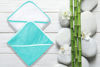 Picture of 2 Pack Baby Bath Towel - Rayon Made from Bamboo, Ultra Soft Hooded Towels for Babies,Toddler,Infant - Newborn Essential -Perfect Baby Registry Gifts for Boy Girl (White and Malachite, 30 x 30 Inch)