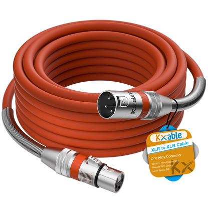Picture of XLR to XLR Cable 15 Feet, Premium XLR Microphone Cable, Heavy Duty 22AWG OFC XLR Male to Female Cord, 3-Pin Shielded Mic Speaker Cable, Zinc Alloy Connectors, Metal Spring SR, Orange