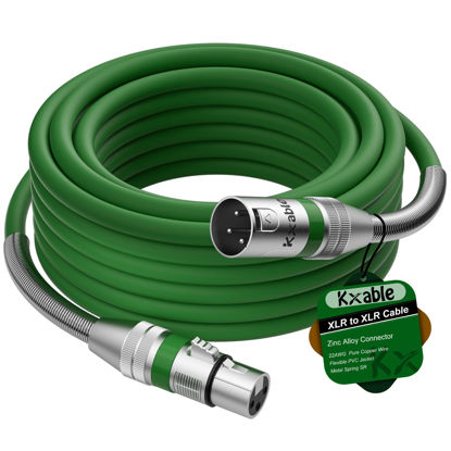 Picture of XLR to XLR Cable 20 Feet, Premium XLR Microphone Cable, Heavy Duty 22AWG OFC XLR Male to Female Cord, 3-Pin Shielded Mic Speaker Cable, Zinc Alloy Connectors, Metal Spring SR, Green
