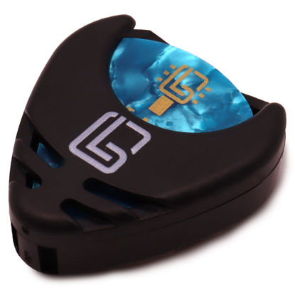 Picture of Guitar Lab Guitar Pick Holder with Adhesive Backing - With 10 FREE Celluloid Picks (0.46mm, 0.71mm, 0.96mm), Stocking Stuffer - Guitar Gifts & Father's Day Gift, For Electric, Acoustic, Bass, Ukulele