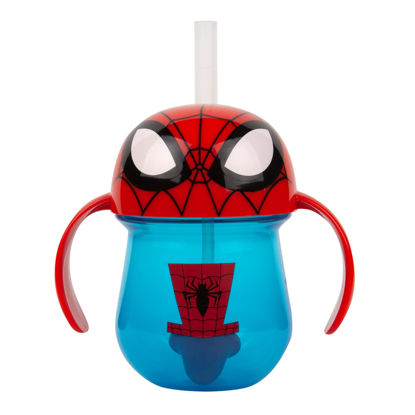 Picture of The First Years Spider-Man Trainer Straw Cup - Toddler Cups with Straw - Kids Water Bottles - 9 Months and Up - 7 Oz