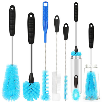 Picture of AnDocK 6 Pack Bottle Brush Cleaner Set, Long Handle Stainless Steel Water Bottle Cleaner Brush for Washing Sport Bottles, Narrow Neck Bottle, Baby Bottles, Dish, Flask, Straw, Cup Cover.