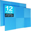 Picture of JBER 12 Pack Acoustic Foam Panels, 1" X 12" X 12" Sound Proof Foam Panels for Walls, High Desnsity Studio Soundproofing Wedges - Fire Resistant & Noise Absorbing for Studio, Office, Home (Blue)