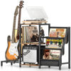 Picture of Bikoney Record Player Stand with Guitar Holder, Guitar Rack for Acoustic, Electric Guitar, Bass, Guitar Stand Multiple Guitars, Vinyl Record Stand, Guitar Stands Floor for Studio