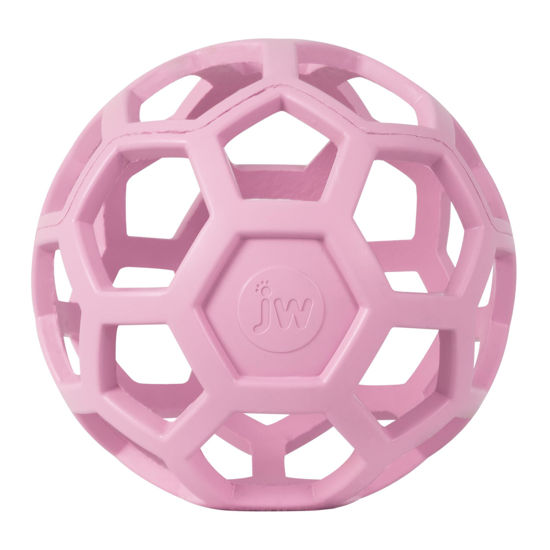 Picture of JW Pet HOL-ee Roller™, Dog Toy Puzzle Ball, Natural Rubber, Large (5.5” Inch Diameter), Pink