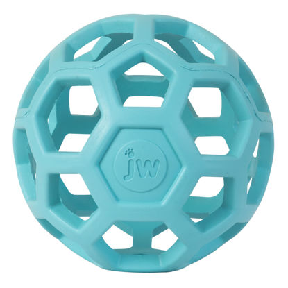 Picture of JW Pet HOL-ee Roller™, Dog Toy Puzzle Ball, Natural Rubber, Medium (4.5” Inch Diameter), Blue