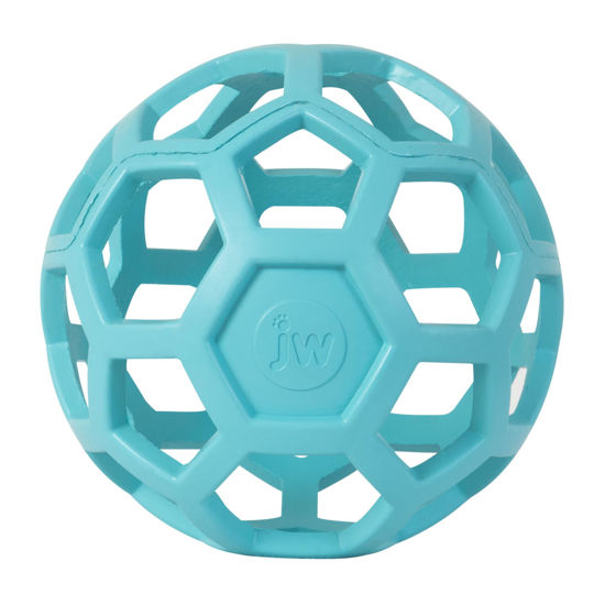 Picture of JW Pet HOL-ee Roller™, Dog Toy Puzzle Ball, Natural Rubber, Large (5.5” Inch Diameter), Blue