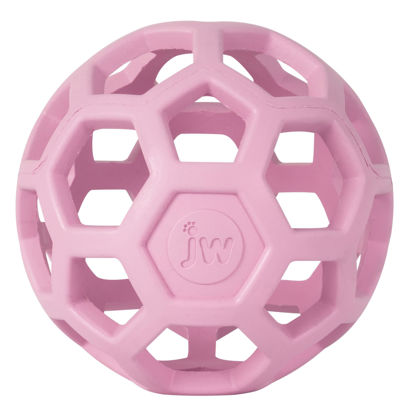 Picture of JW Pet HOL-ee Roller™, Dog Toy Puzzle Ball, Natural Rubber, Medium (4.5” Inch Diameter), Pink