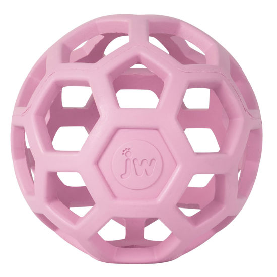 Picture of JW Pet HOL-ee Roller™, Dog Toy Puzzle Ball, Natural Rubber, Medium (4.5” Inch Diameter), Pink