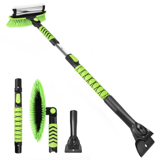 Picture of Yougfin 43" Ice Scraper for Car Windshield, Snow Brush with Squeegee, 3 in 1 Snow Removal for Cars with Foam Grip and 180° Pivoting Brush Head for Auto Truck SUV