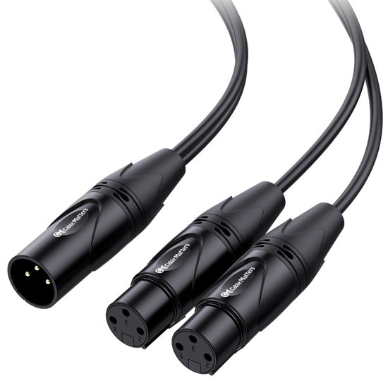 Picture of Cable Matters Balanced XLR Splitter Cable - 1.5ft / 0.5m, Male to 2 Female XLR Y Cable (XLR Splitter 1 Male to 2 Female)