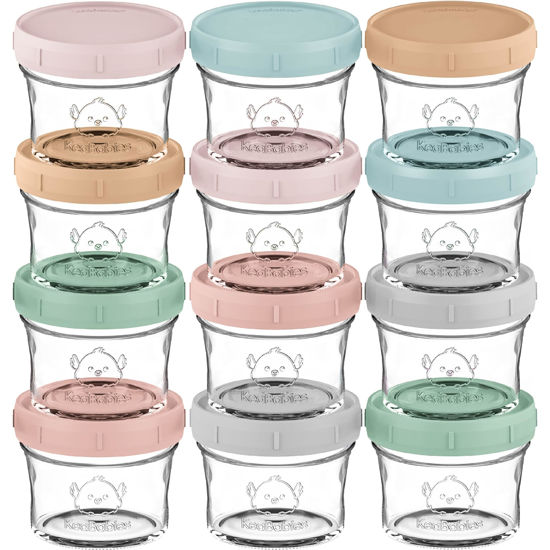 Picture of KeaBabies 12pk 4oz Glass Baby Food Containers - Leak-Proof, Microwavable Small Baby Glass Jars with Lids, Baby Food Storage Containers, Baby Snack Containers, BPA-Free Baby Food Jars (Musk Dusk)