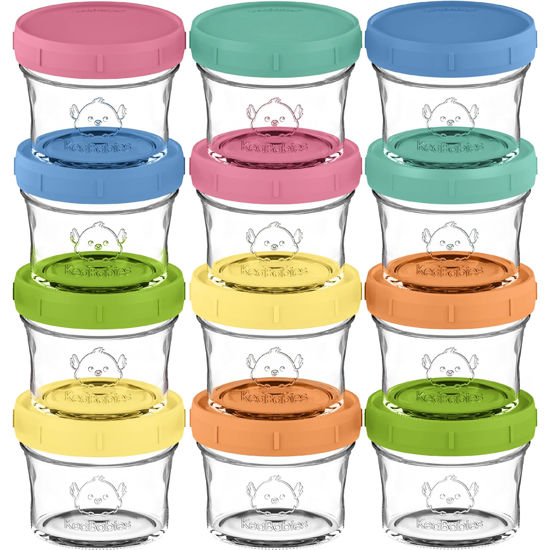 Picture of KeaBabies 12pk 4oz Glass Baby Food Containers - Leak-Proof, Microwavable Small Baby Glass Jars with Lids, Baby Food Storage Containers, Baby Snack Containers, BPA-Free Baby Food Jars (Kea)