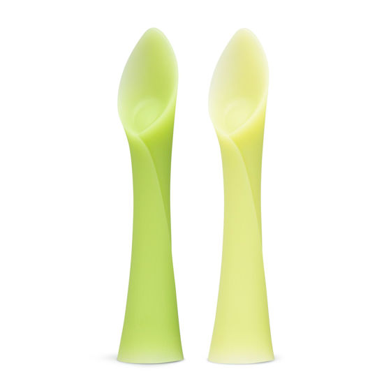 Picture of Olababy 100% Silicone Soft-Tip Training Spoon for Baby Led Weaning 2pack (Kiwi/Lemon)