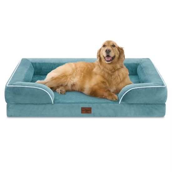 Picture of Comfort Expression Orthopedic Foam XL Dog Beds Waterproof, Extra Large Dog Bed with Bolster, Washable Dog Bed Sofa Pet Bed with Removable Cover & Non-Slip Bottom(X-Large,Washed Blue)