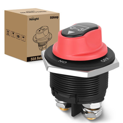 Picture of Nilight Battery Disconnect Switch 200A Master Disconnect Isolator 12V-48V On Off Power Cutoff Switch Waterproof Heavy Duty for Marine Boat Car RV ATV UTV Yacht, 2 Years Warranty