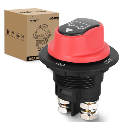 Picture of Nilight Battery Disconnect Switch 100A Master Disconnect Isolator 12V-48V On Off Power Cutoff Switch Waterproof Heavy Duty for Marine Boat Car RV ATV UTV Yacht, 2 Years Warranty