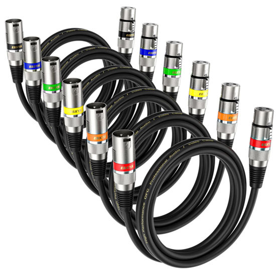 Picture of EBXYA XLR Microphone Cable 2 Feet - XLR Male to Female 3 Pins Balanced XLR Cables, 6 Pack