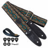Picture of Nefelibata Guitar Strap, 2" Jacquard Embroidered Cotton Guitar Strap with Double-Length Leather Ends with Guitar Pick Pocket for Bass, Electric and Acoustic Guitars(Vintage Green Plaid)