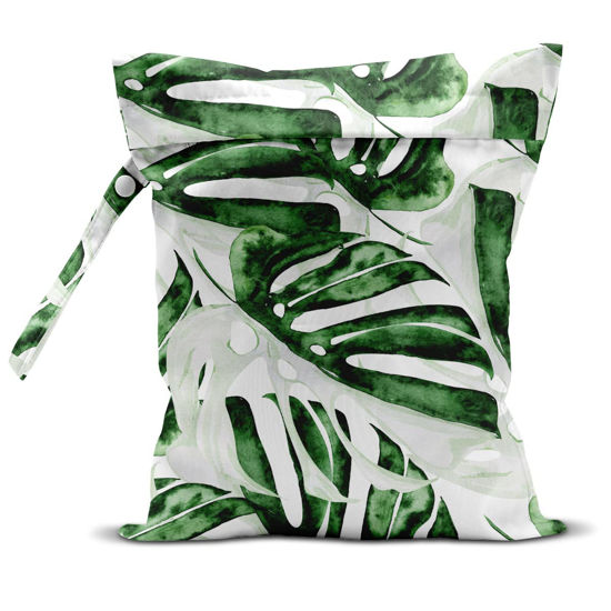 Picture of zcyxuuw Wet Bag, Wet Dry Bag, Wet Bag for Swimsuit, Travel, Beach, Pool, Diapers, Dirty Yoga Gym Clothes, Makeup Bag, Waterproof Tropical Palm Leaves Decor Jungle Palm Leaf Favors