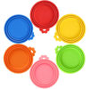 Picture of SHENGQIDZ 6 Pack Pet Food Can Covers Lids Universal Safe/Silicone Dog&Cat Food Can Lid Covers (green+blue+orange+pink+red+yellow)