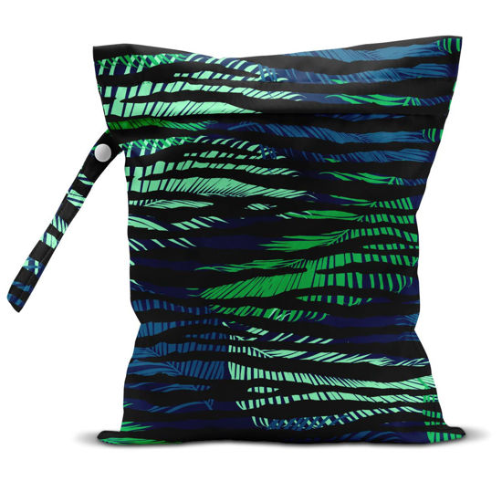 Picture of zcyxuuw Wet Bag, Wet Dry Bag, Wet Bag for Swimsuit, Travel, Beach, Pool, Diapers, Dirty Yoga Gym Clothes, Makeup Bag, Waterproof Tropical Palm Leaves Decor Jungle Palm Leaf Favors