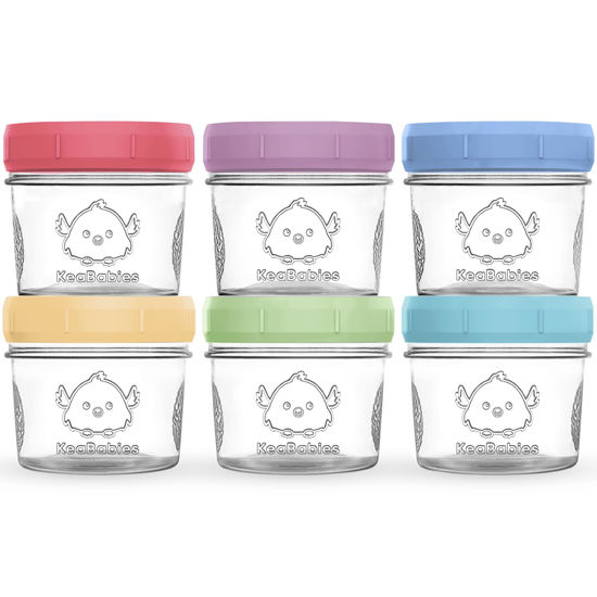 Picture of KeaBabies 6pk 4oz Glass Baby Food Containers - Leak-Proof, Microwavable Small Baby Glass Jars with Lids, Baby Food Storage Containers, Baby Snack Containers, BPA-Free Baby Food Jars (Nord)