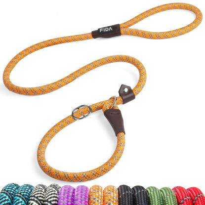 Picture of Fida Slip Leads for Dogs, 4 FT x 1/2" Dog Leash Heavy Duty Comfortable Strong Rope Leash for Large, Medium Dogs, No Pull Pet Training Leash with Highly Reflective,Orange