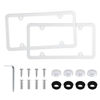 Picture of LivTee 4 Holes Stainless Steel License Plate Frames, 2 PCS Car Licence Plate Covers, Automotive Exterior Accessories Slim Design with Bolts Washer Caps for US Vehicles, White