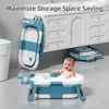 Picture of TPN Collapsible Baby Bathtub for Infants to Toddler with Real-time Temp Monitor+Floating Cushion,Foldable Baby Bath Tub Set Applicable 0-36 Month,Perfect Portable Travel Baby Tub for Newborns Boy
