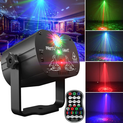Picture of POCOCO DJ Disco Stage Party Lights, Battery Powered Laser Light Sound Activated RGB Flash Strobe Projector with Remote Control for Christmas Halloween Karaoke Pub KTV Bar Dance Gift Birthday