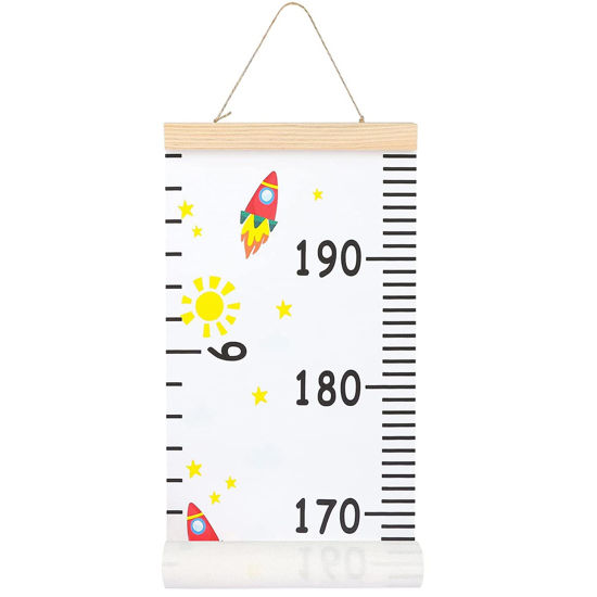 Picture of MIBOTE Baby Growth Height Chart Handing Ruler Wall Decor for Kids, Canvas Removable Height Growth Chart 79" x 7.9" (Colorful)