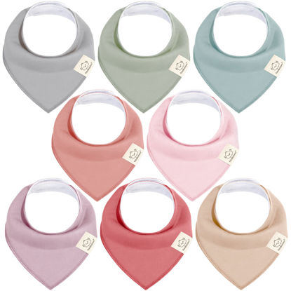 Picture of 8-Pack Organic Baby Bandana Drool Bibs for Girls - Super Absorbent Baby Bibs for Baby Girls, Baby Boys, Soft Cotton Bandana Bibs, Baby Drool Bib,Teething Bibs for Infant,Toddler,Bib Girl(Muted Pastel)