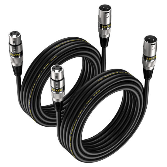 Picture of EBXYA XLR Cables 15 feet 2 Packs - Premium Balanced Microphone Cable with 3-Pin XLR Male to Female Cable, Black